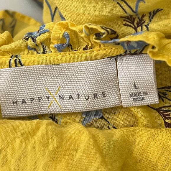 Happy X Nature By Kate Hudson Dress Size Large Ditsy Mini Floral Ruffle Yellow - Picture 14 of 16